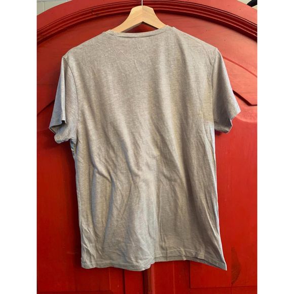 Hollister Small Retro Look Stripe Bird Logo Embroidered Grey Gray T Shirt EUC - Picture 2 of 2